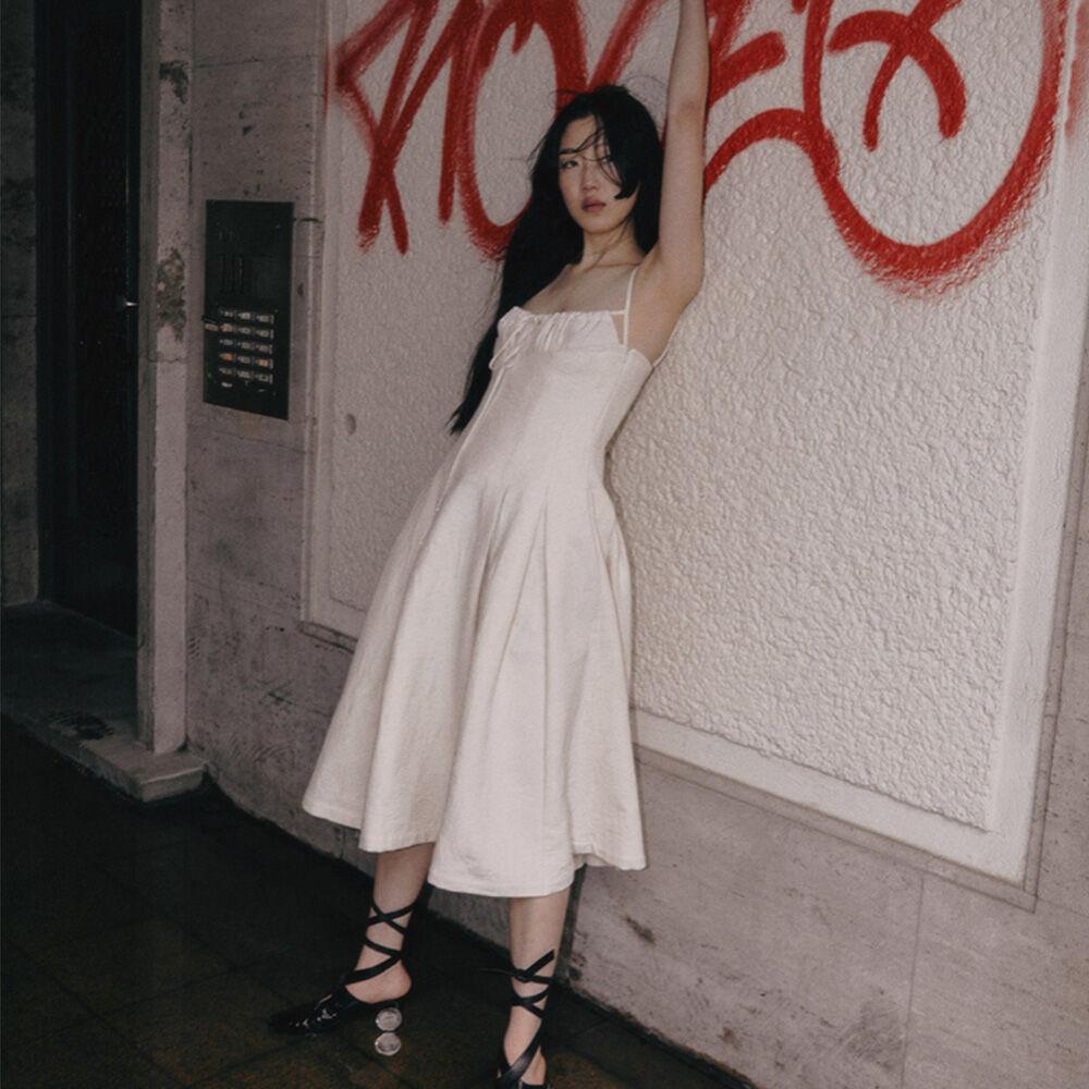 Leve 코튼 자가드 원피스_아이보리