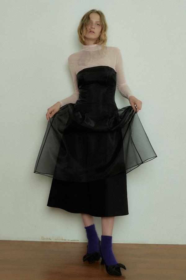 [11/8 예약배송]tube top organza dress