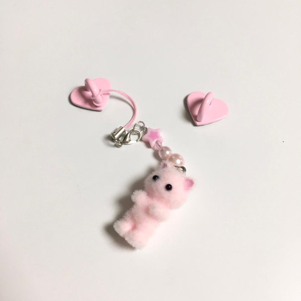 키라키링 실바니안 네코 시리즈 핑크 갸루 고양이 키링 kirakeyring sylvanian neco keyring