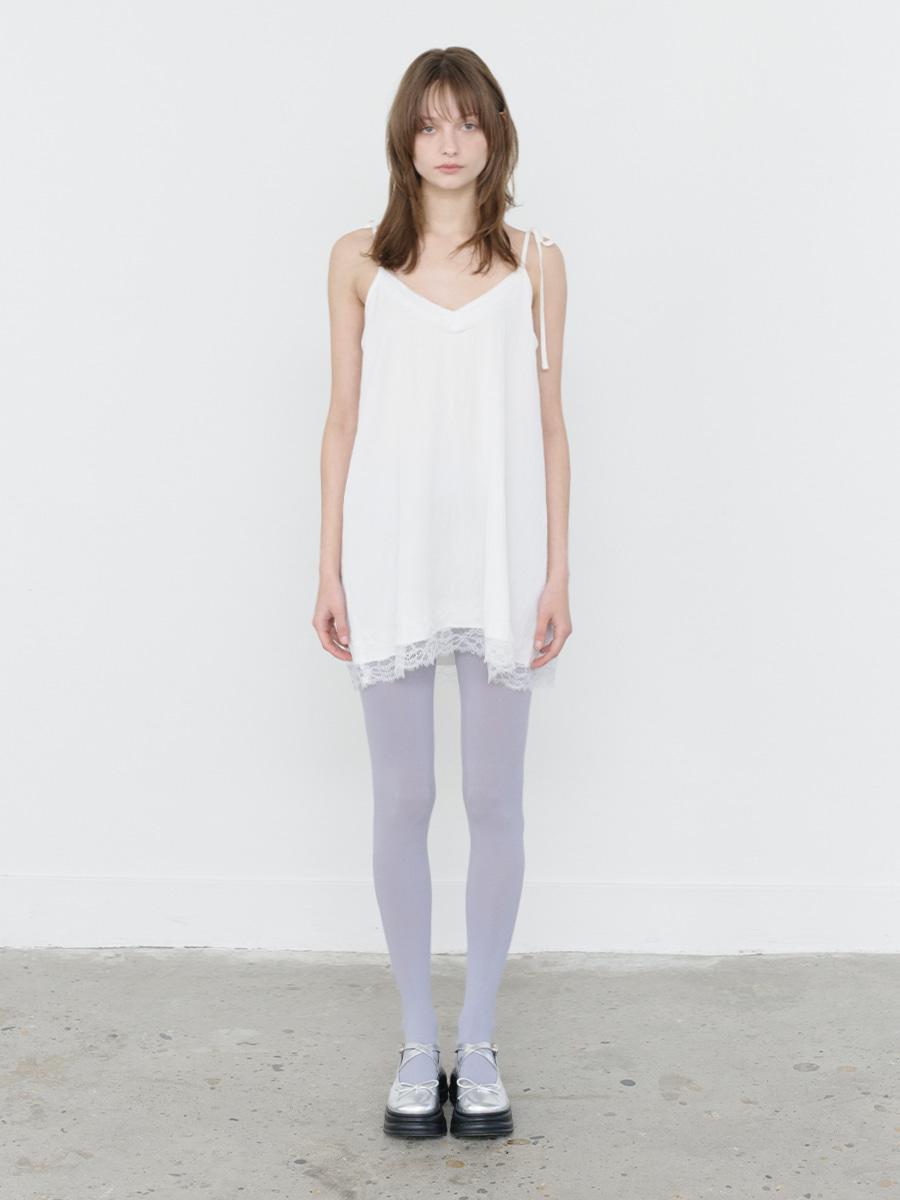 LACE STRING SLIP DRESS WHITE