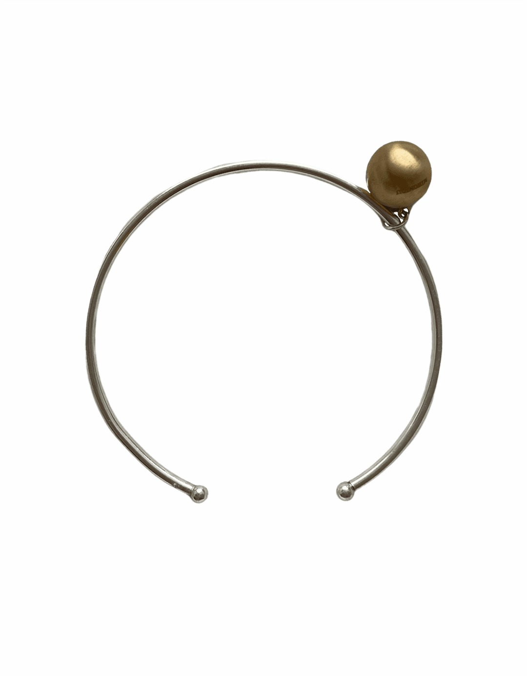 Gold Ball Silver Bangle