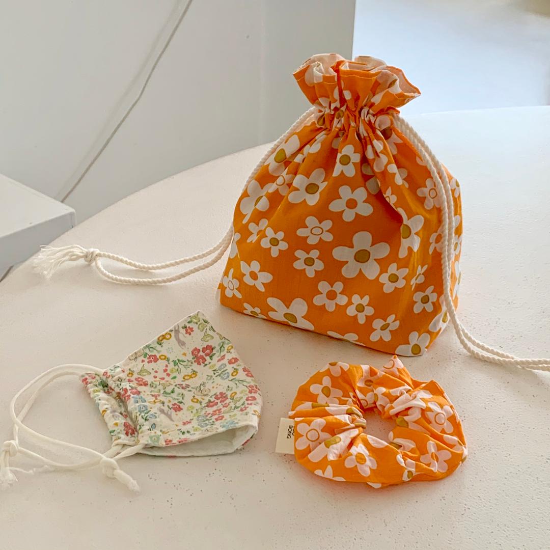 레트로 플라워 파우치