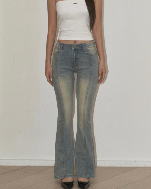 Washed Bootcut Jeans (blue)