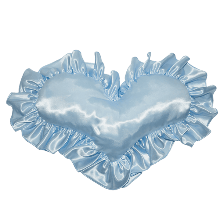 SKYBLUE RUFFLES HEART PILLOW