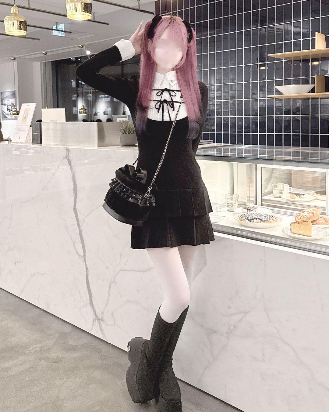 ダブルリボンブラウスドッキングワンピース ブラック | ファッション通販＆メディアMyColor ～マイカラー～