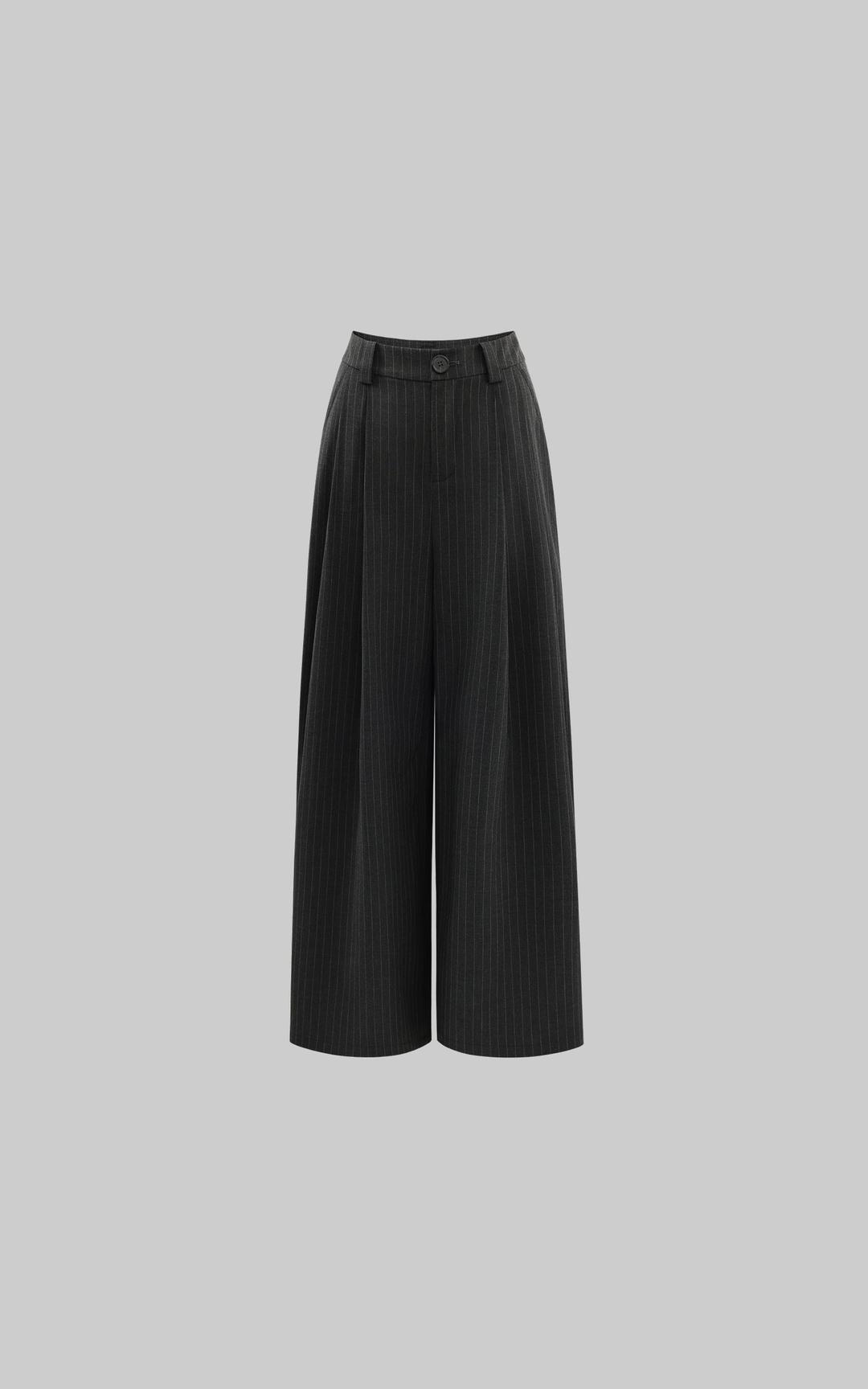 WARDEN EDGE Pinstripe Wide-Leg Trousers
