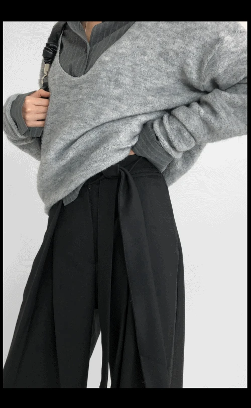 아비브 핀턱 뒷밴딩 겨울 하객룩 출근 슬렉스 팬츠 -2 COLOR