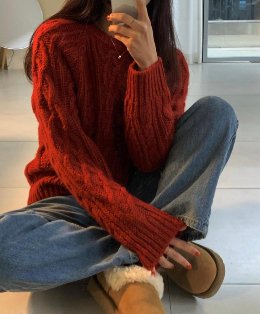 그린당일/pyt 캣 꽈배기 니트, 프영띵 크리스마스 니트