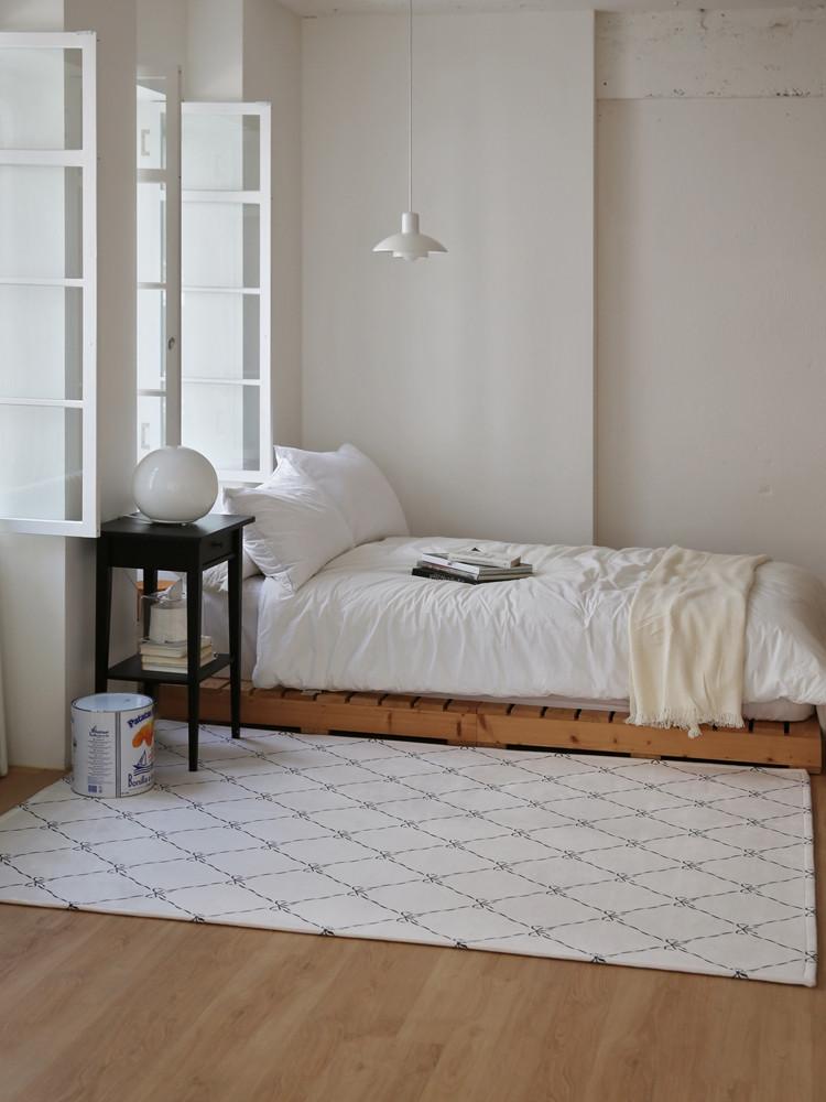 먼지없는 리본 스퀘어 인테리어 단모 사계절 거실 러그 100x150