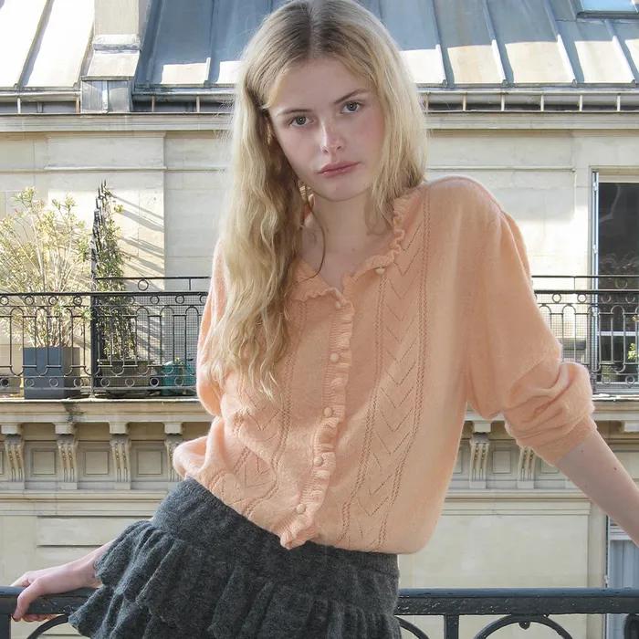 SN Ruffle Punching Cardigan (Apricot)