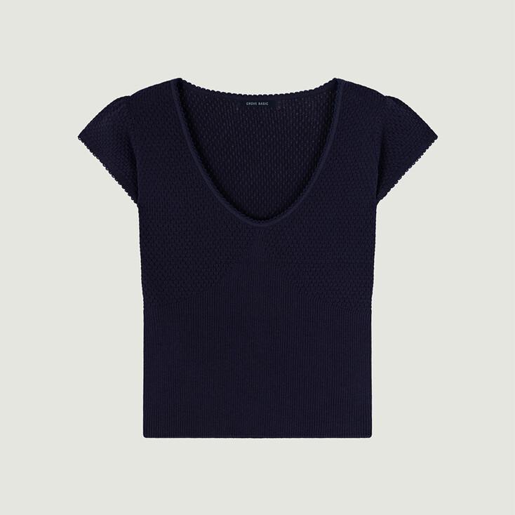 GRVB_PIN U-NECK TOP (NAVY)