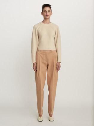 CASHMERE BLEND CUT-OUT POINT KNIT (LIGHT BEIGE)