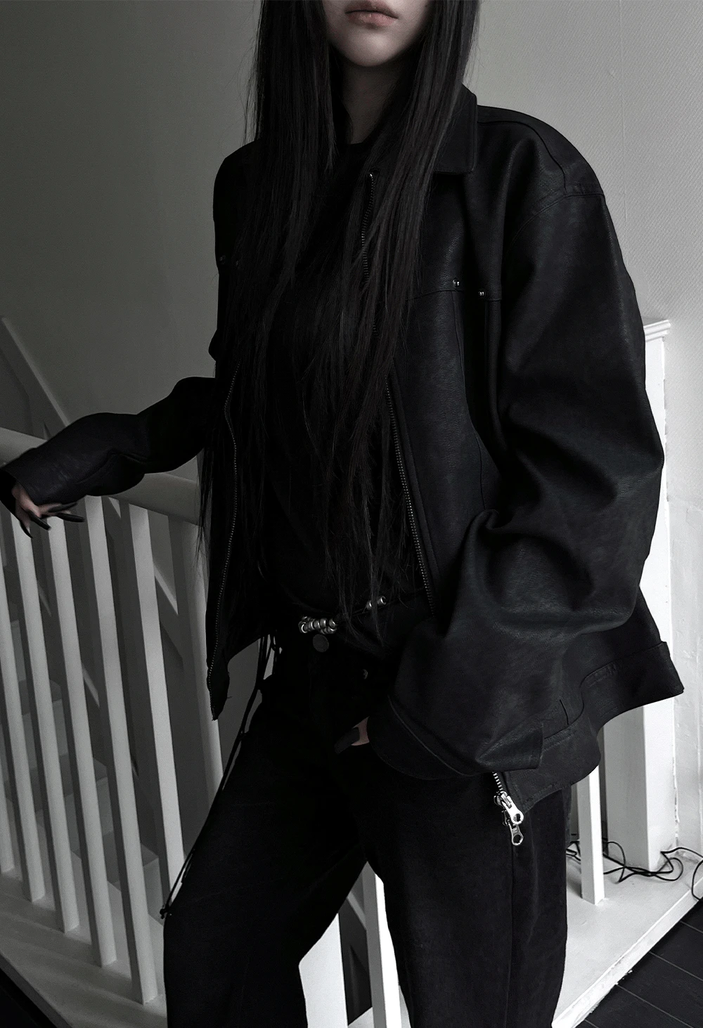 [unisex] vain oil leather jacket