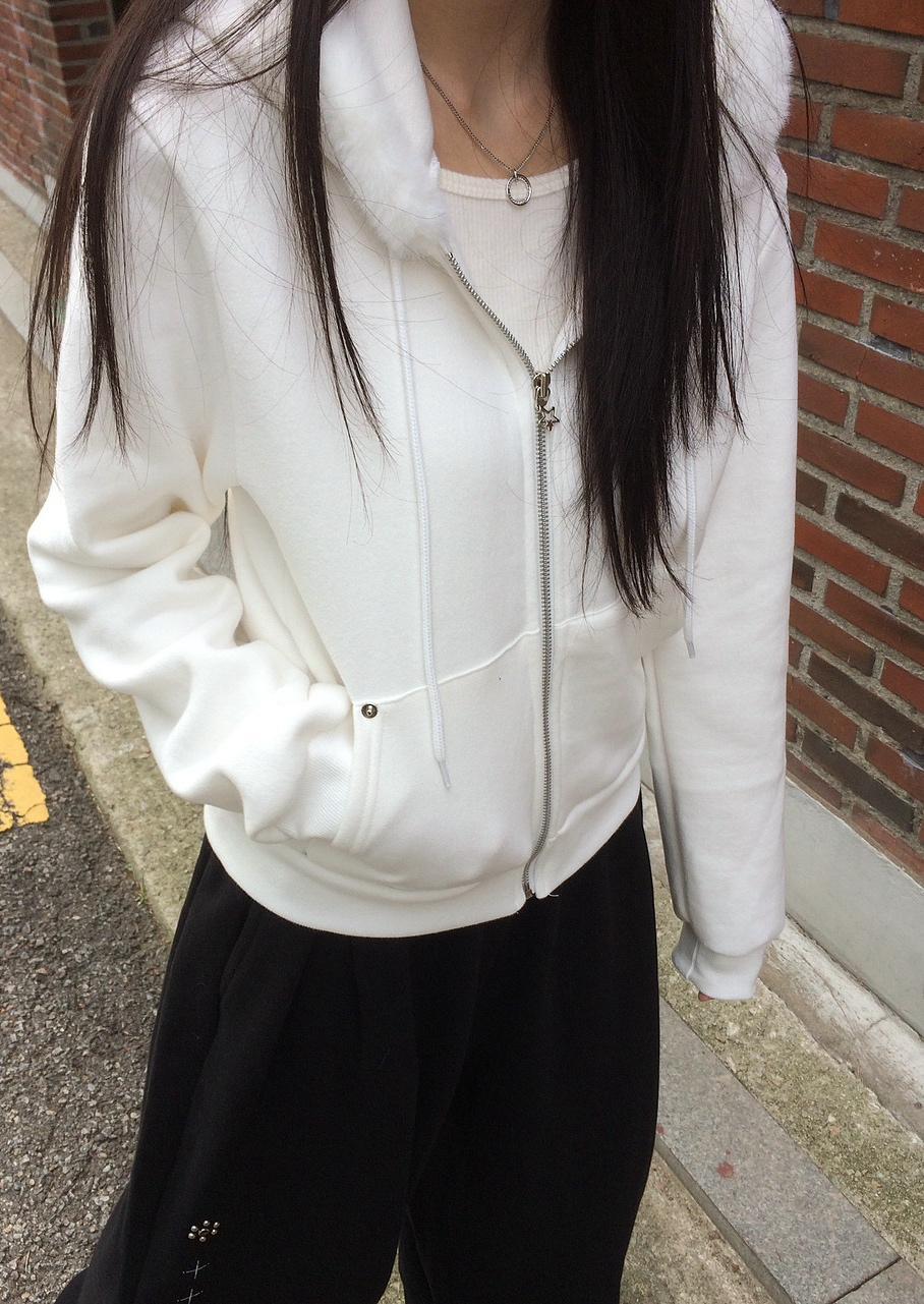 모브앤로지 퍼 후드 별 지퍼 양기모 후드집업 (2color)