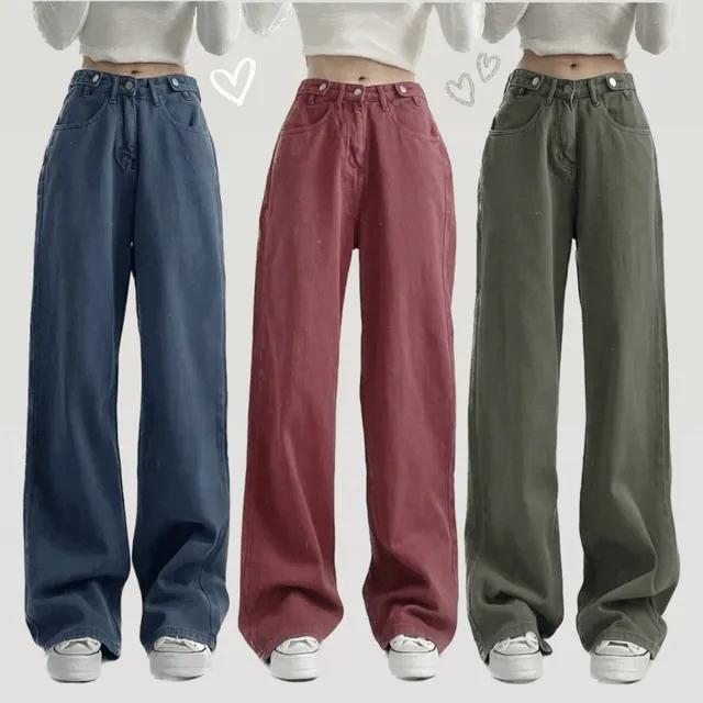 페이크 비죠, 컬러 와이드 코튼 롱팬츠 3color