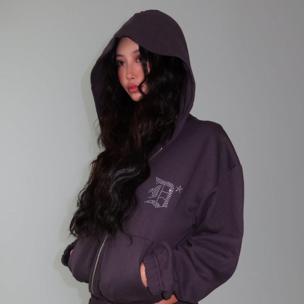 주얼 세미크롭 후드집업