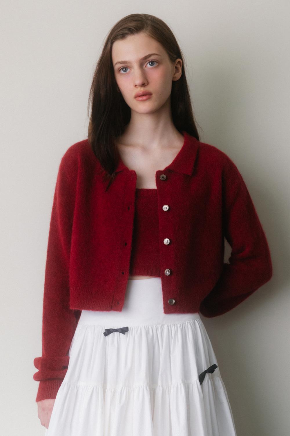 [SET]ALPACA BLEND CARDIGAN INNER TOP_TT3W302RD