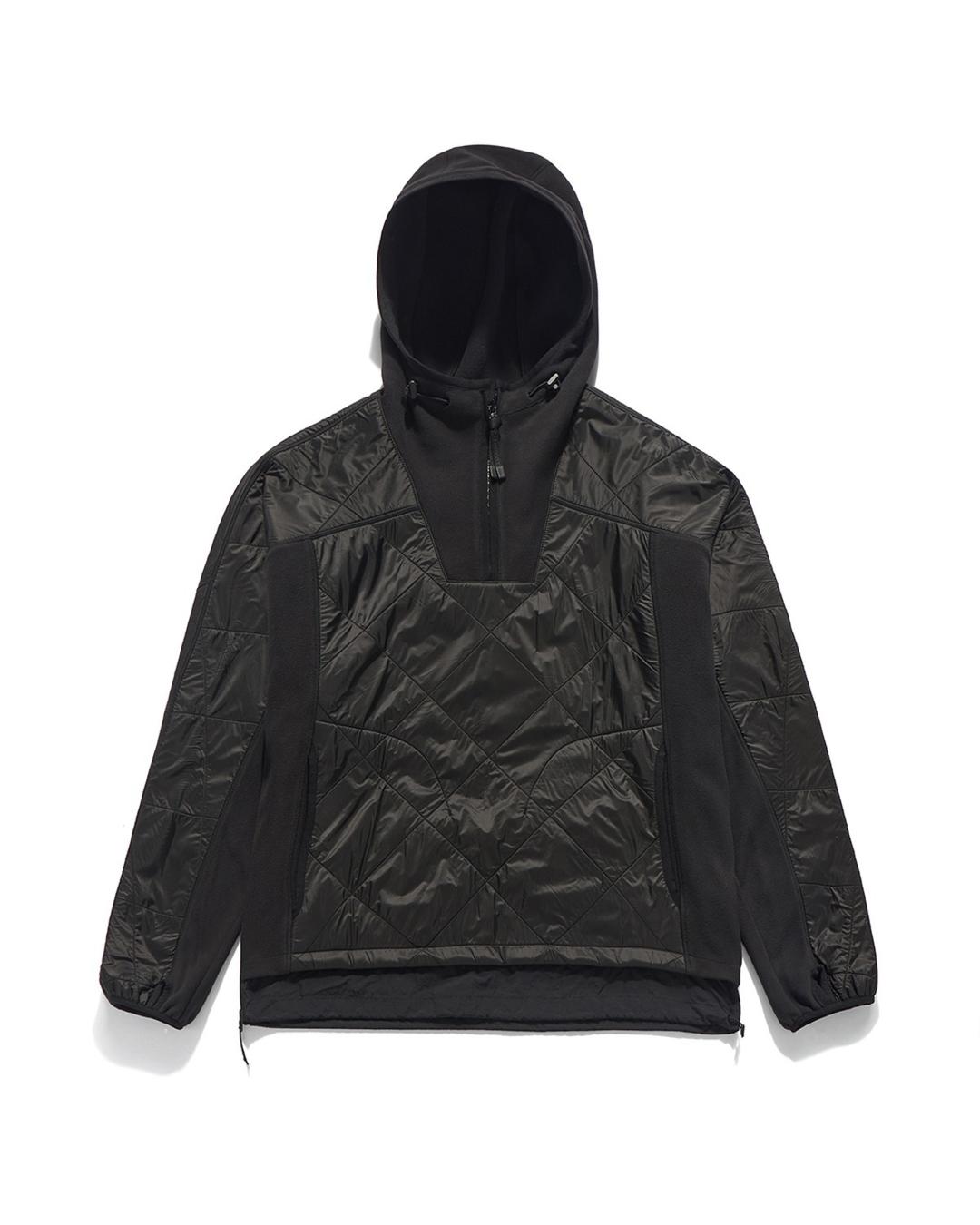 QUILTED MIXED PULLOVER / BLACK