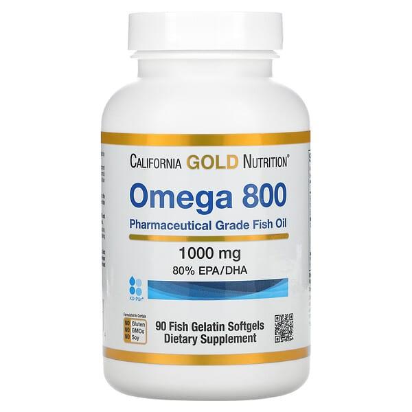 California Gold Nutrition, 오메가800 의약품 등급 피쉬 오일, EPA/DHA 80%, 트라이글리세라이드 형태, 1,000mg, 피쉬 젤라틴 소프트젤 90정