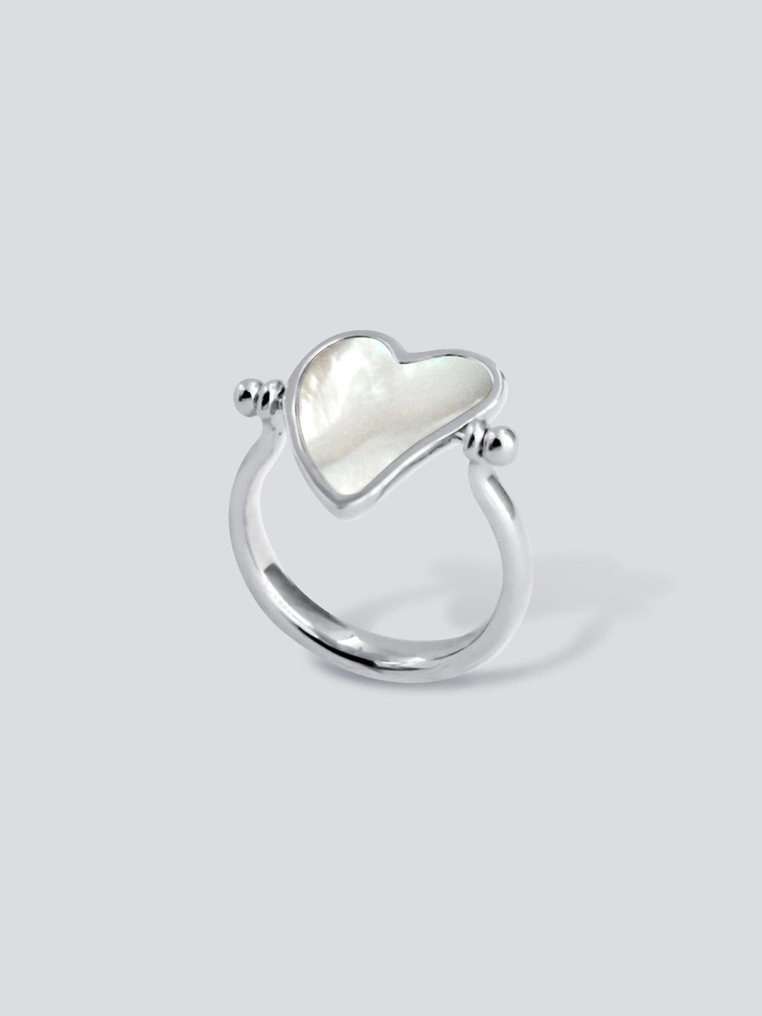 Heart to Heart MOP Swivel Ring - Silver / US 6
