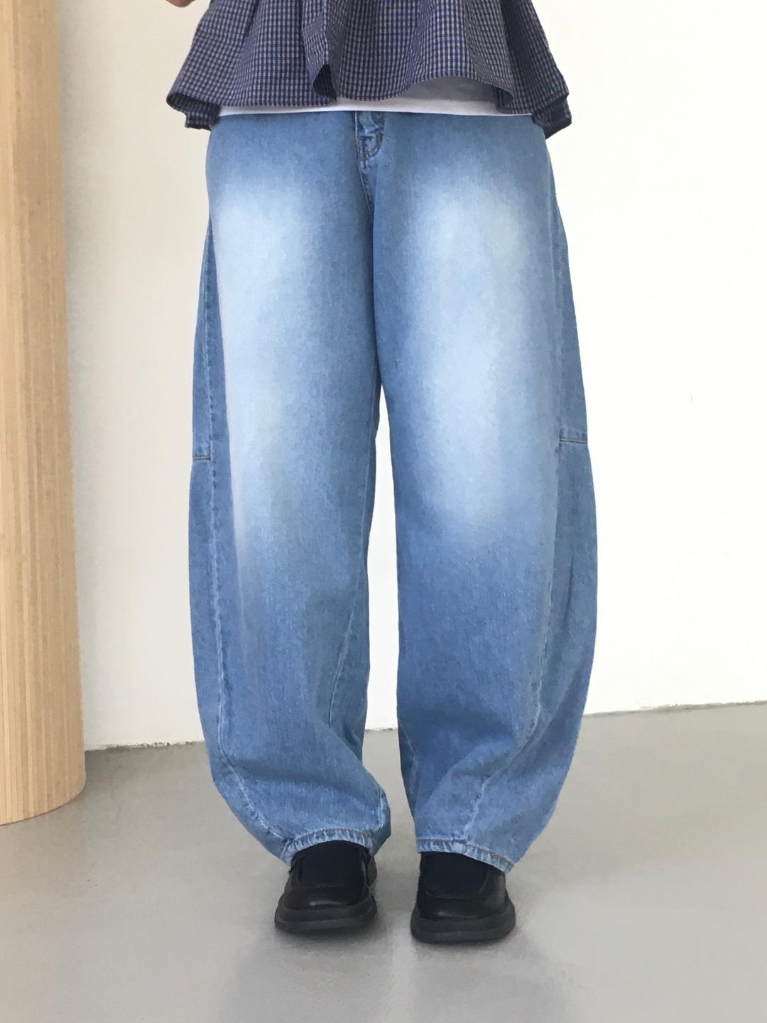 복자씨 [~3XL] 히얼 와이드 밴딩 여름 데님 팬츠 (2 color)