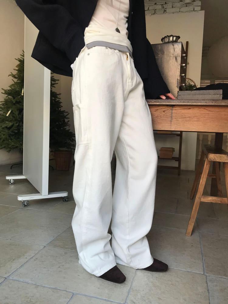 [미엔느] CAPEN WHITE DENIM / 카펜 화이트 기모 데님 (1col)