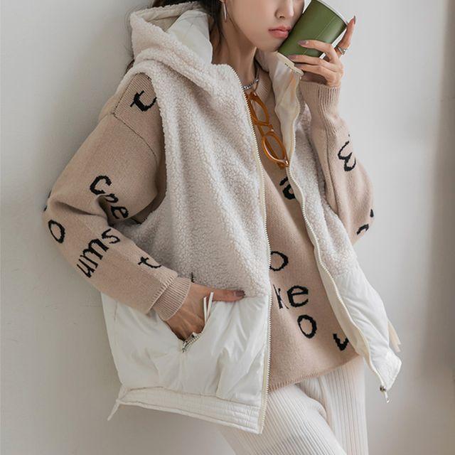 (55~88) 뽀글이부클  후드 베스트 NK34-J-10