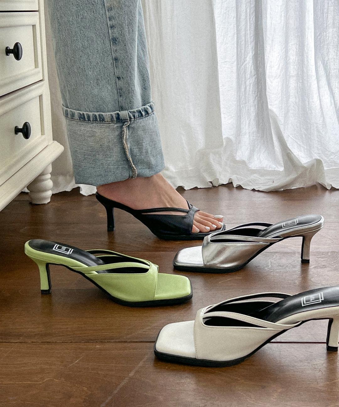 레이지앤 Laella 스퀘어 스트랩 뮬 힐(7cm)_AOH772 l 4colors