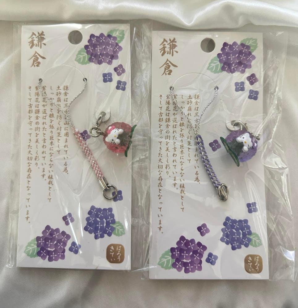 산리오 헬로키티 가마쿠라 수국 키티스트랩