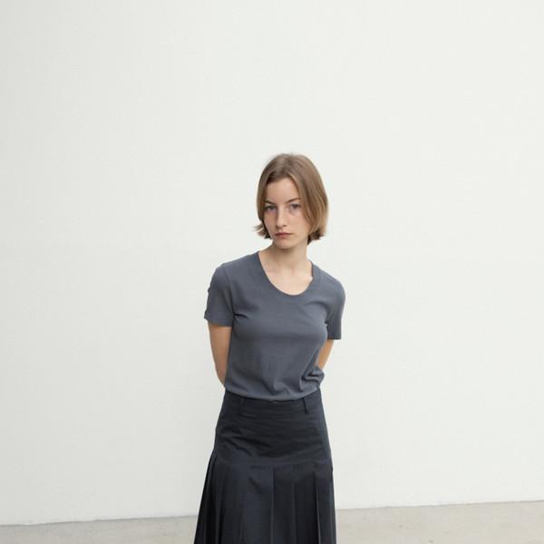 Cotton pleated skirt (ivory / dark gray) [2차 ivory 1 -4월 15일 순차 발송]