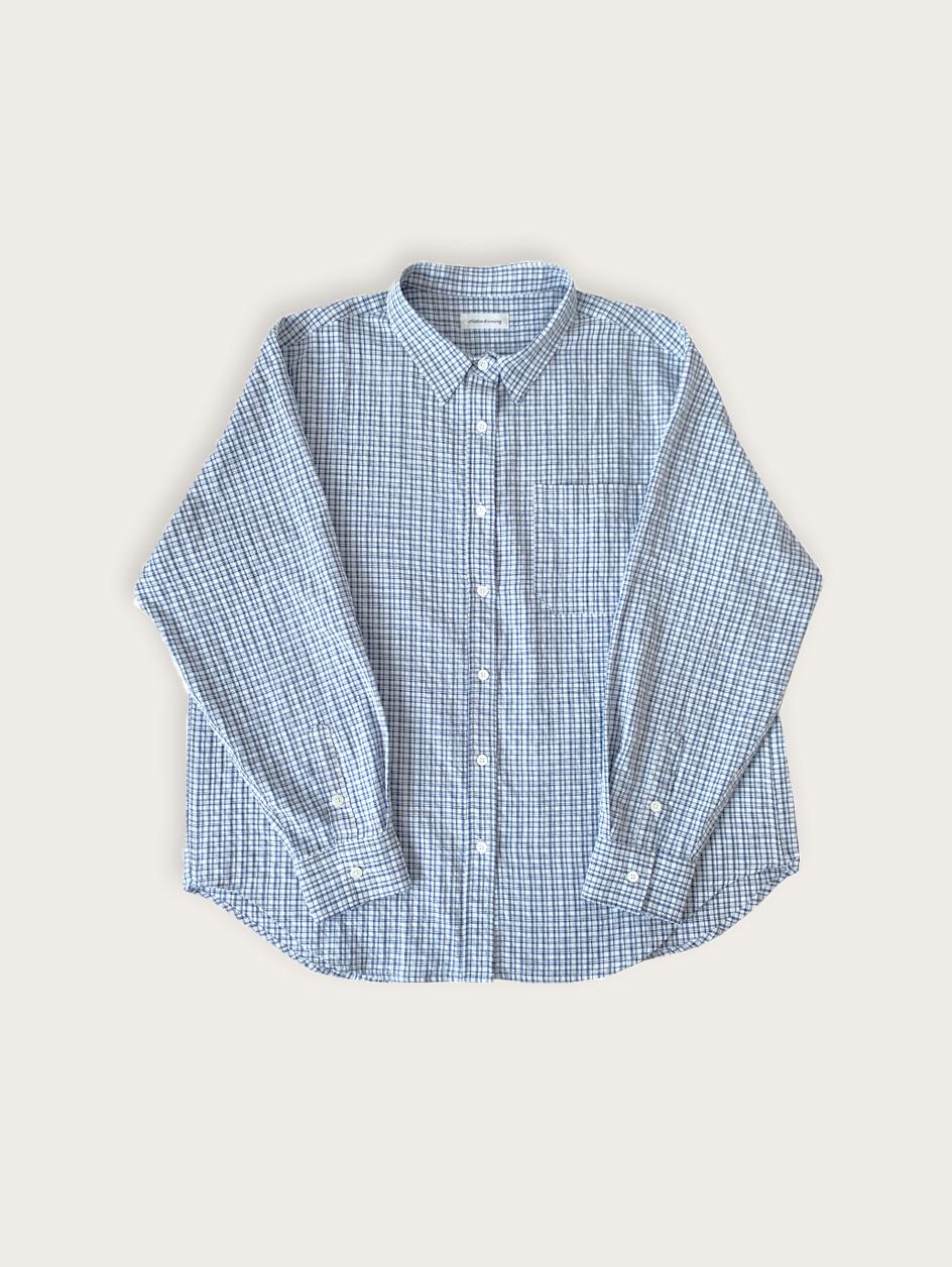 windy check shirt - blue