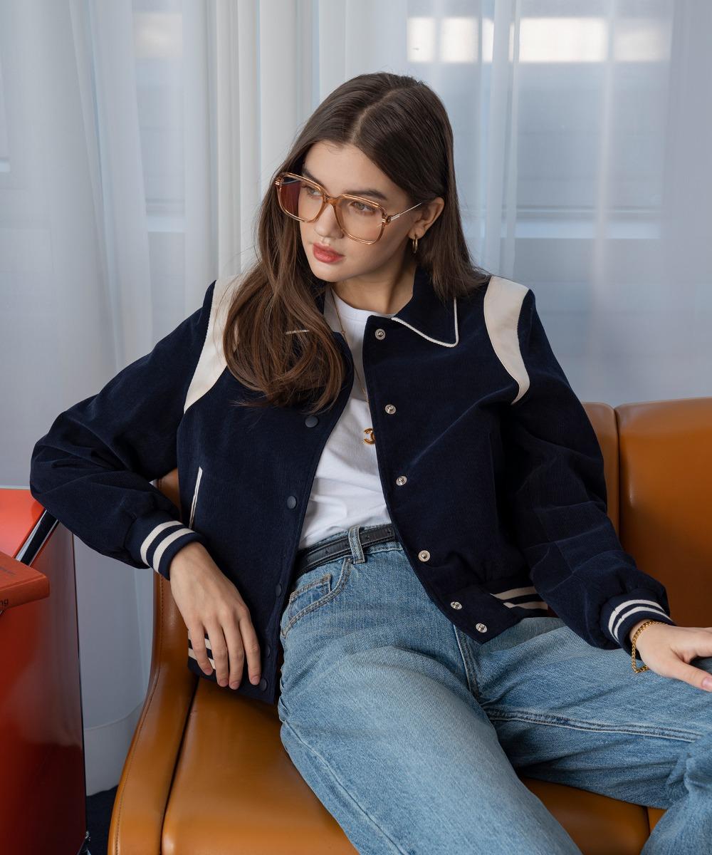 [3/25 발송]O3700 Coduroy varsity jacket_Deep navy