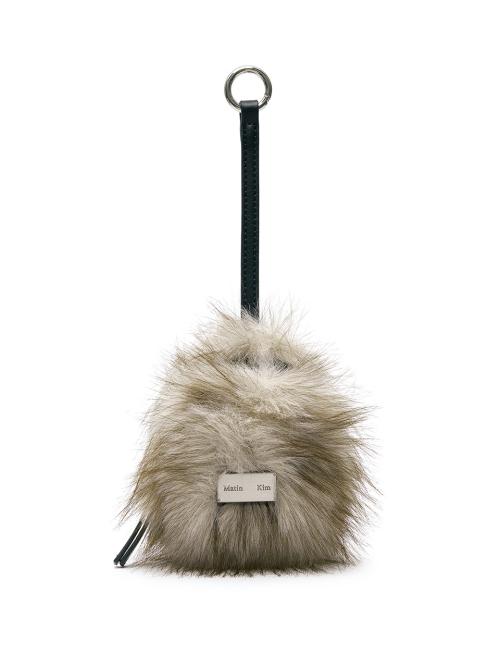 HAIRY FUR MINI CUBE POUCH IN BEIGE