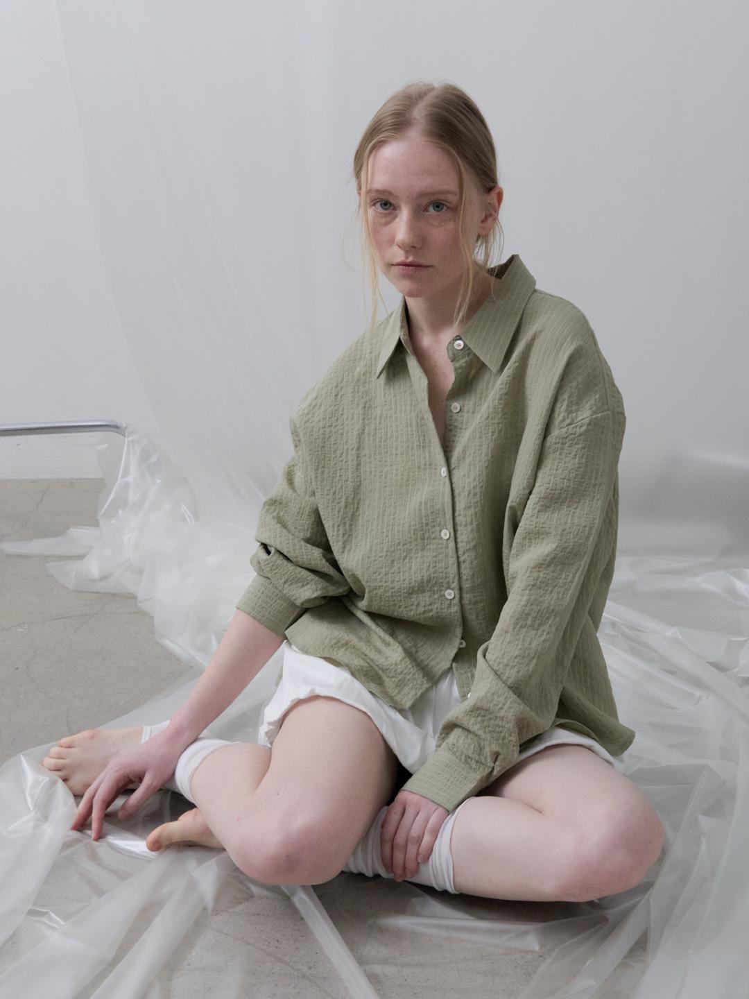 Organic Tencel Stripe Shirt (Soft khaki)