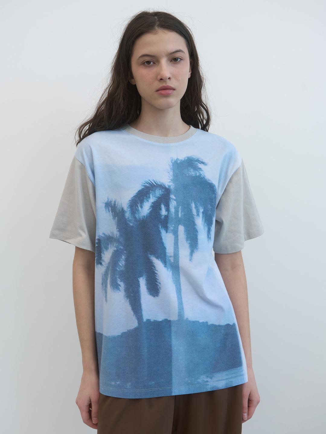 PALM TREE 박시 티셔츠 (Light Grey)