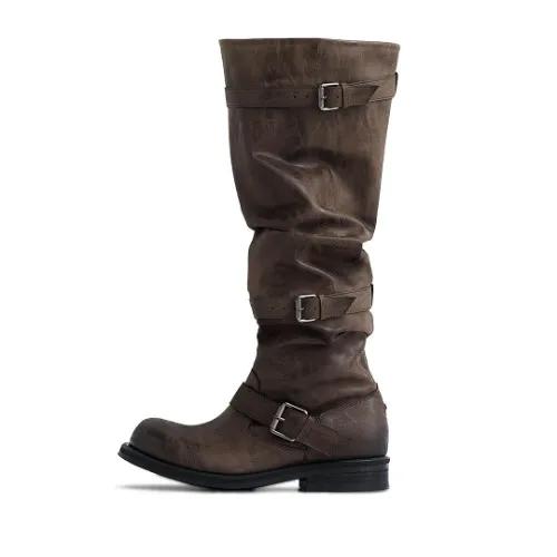 Knee-High Slouchy Boots_Washed Brown