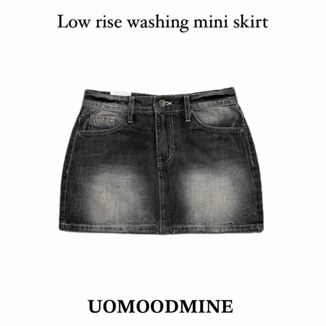 (3size) low rise black washing mini skirt / 로우라이즈 J33 흑청 워싱 미니 스커트 y2k 유니크 빈티지 스트릿 하이틴 치마 미니스커트