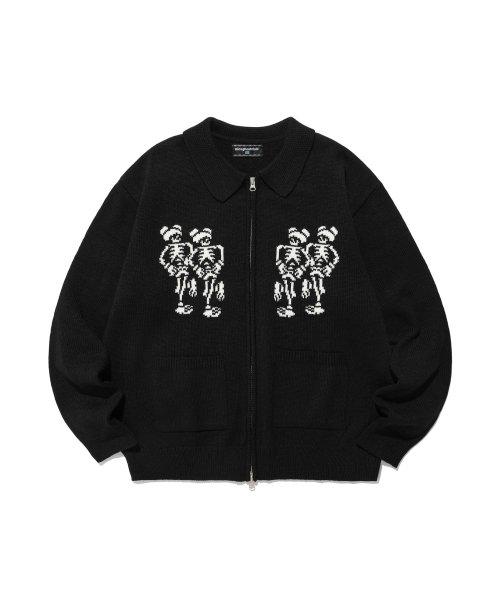 나이스고스트클럽(NICEGHOSTCLUB)  DANCING SKELETONS ZIP POLO KNIT_BLACK(NG2DFUK680A) - 사이즈 & 후기 | 무신사