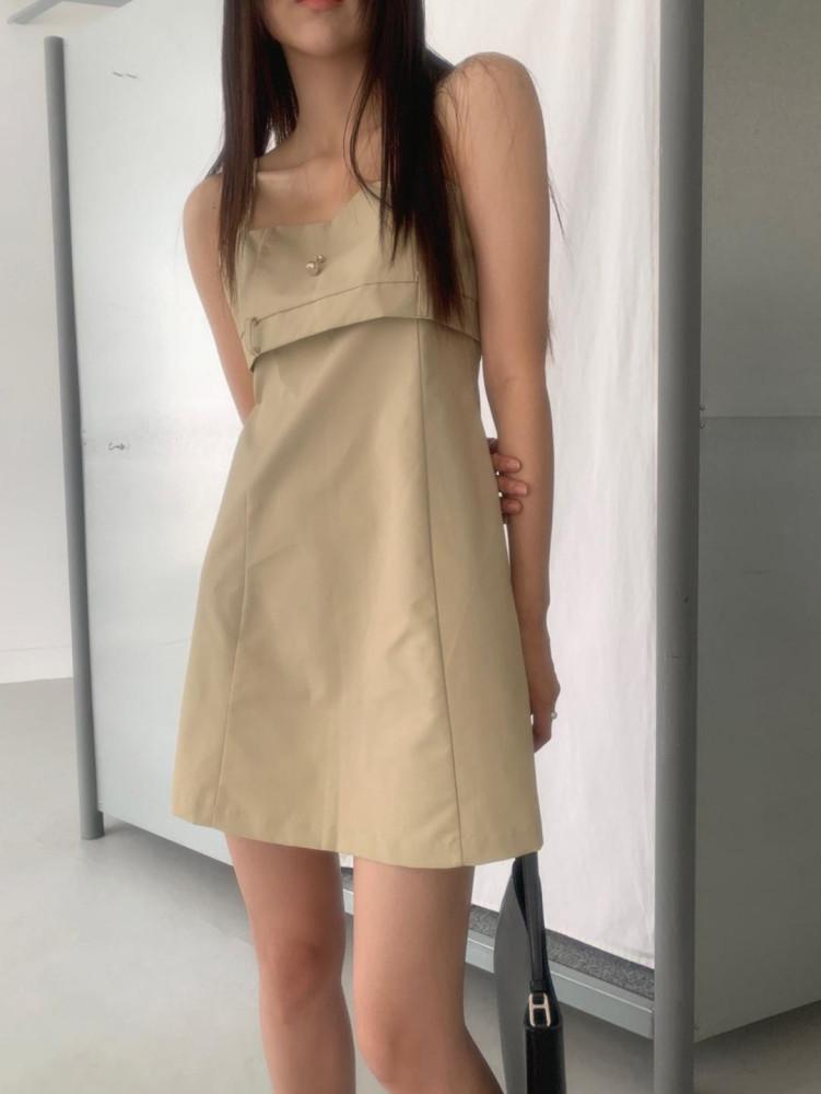 v 탑 미니 원피스