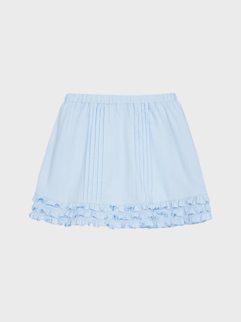 Pintuck Frill Skirt (Blue)