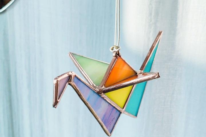 스테인드글라스 종이학 종이비행기 컬러 썬캐쳐