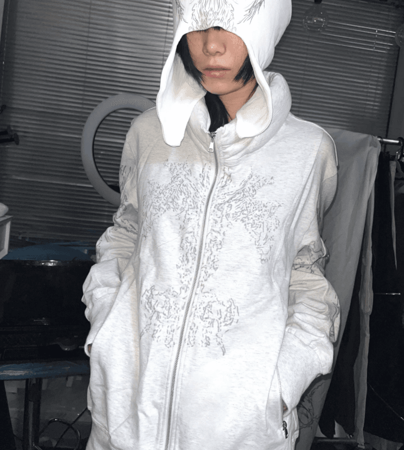 Stand Collar Loose Printed Zipper Sweatshirt Jacket ELY0013