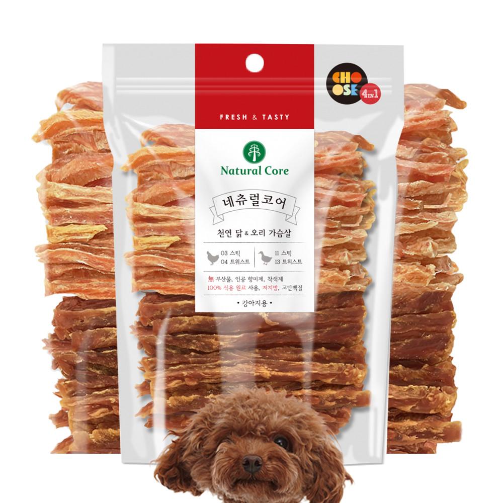 강아지 수제 간식 네츄럴코어 천연닭&오리가슴살 4in1 180g