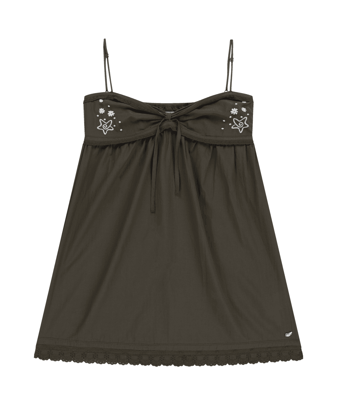 SOLAR STITCH MINI DRESS BROWN