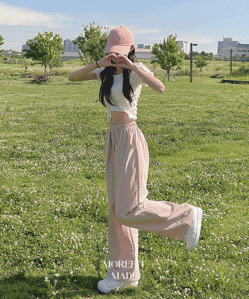 [MADE/기장선택/장마철팬츠] 크런치 와이드핏 바스락 나일론 밴딩 팬츠 5colors