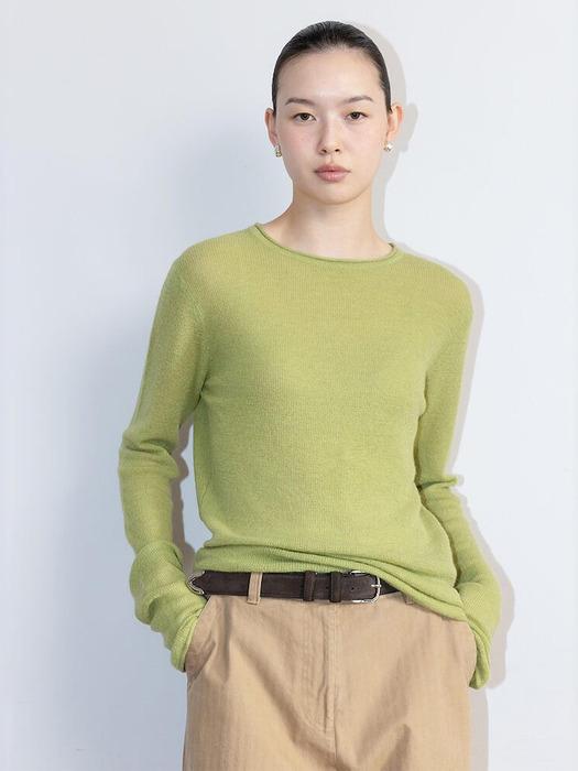 Sheer Round Knit Top  Olive (TA6251A08J)
