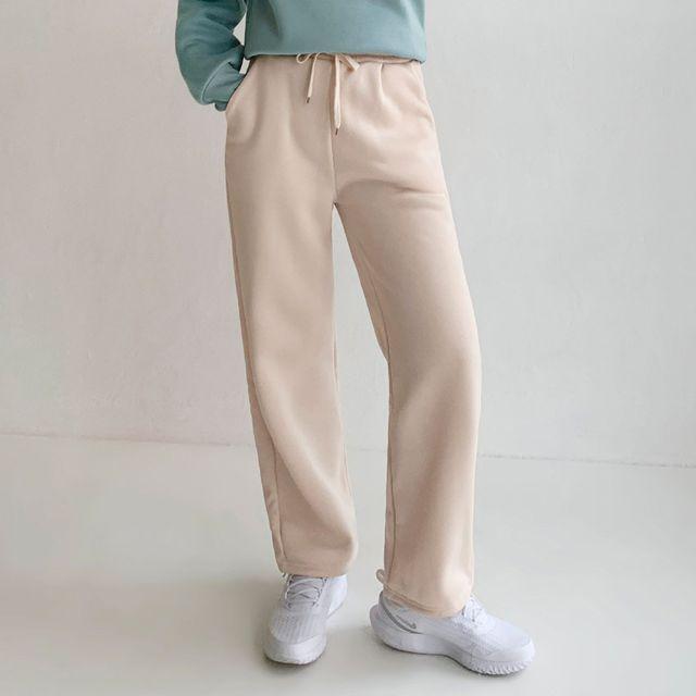 [따뜻하게] 기모 무지 밴딩 일자 통 츄리닝 바지 트레이닝 팬츠 데일리 캐주얼 -BPN0235- 빅사이즈 루즈핏 오버핏 가을 겨울 코디