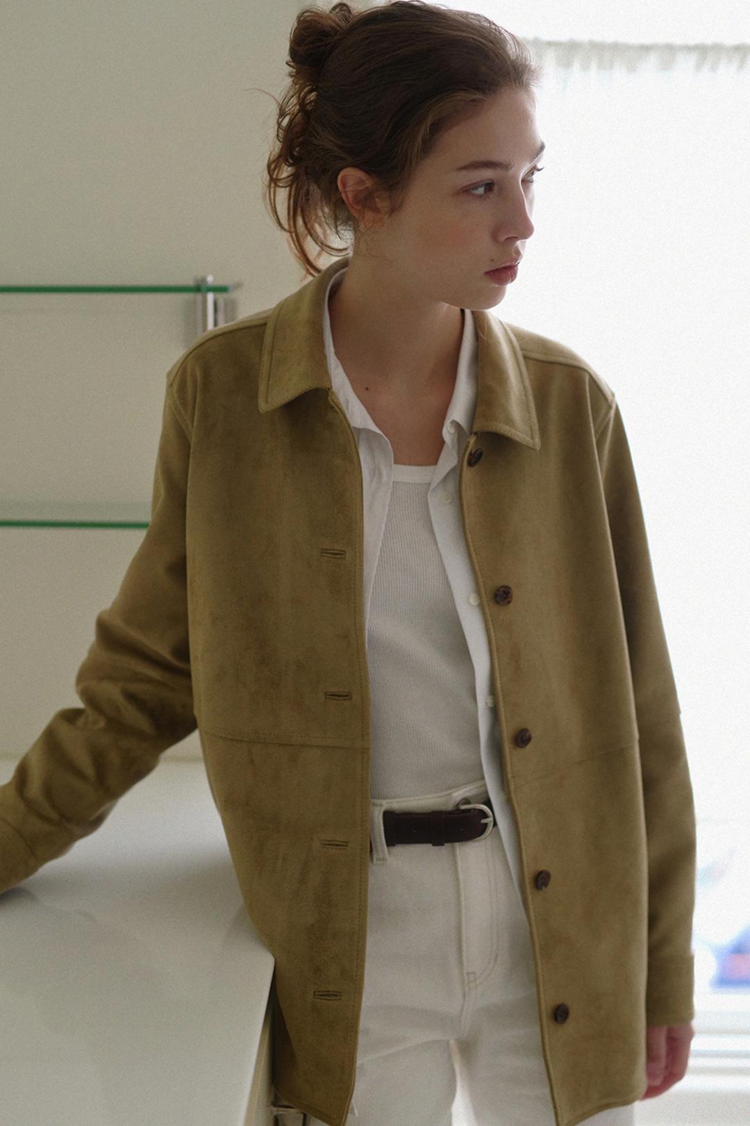 belted suede shirt jacket (vintage beige) *10/21 예약발송