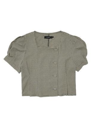 스퀘어넥 맞턱 블라우스 SQUARE-NECK TUCK BLOUSE