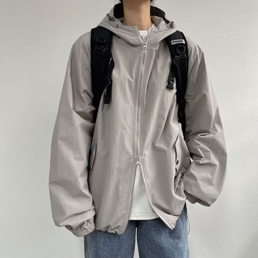 [Unisex/2way] 모노 후드 오버핏 바람막이 - 4color